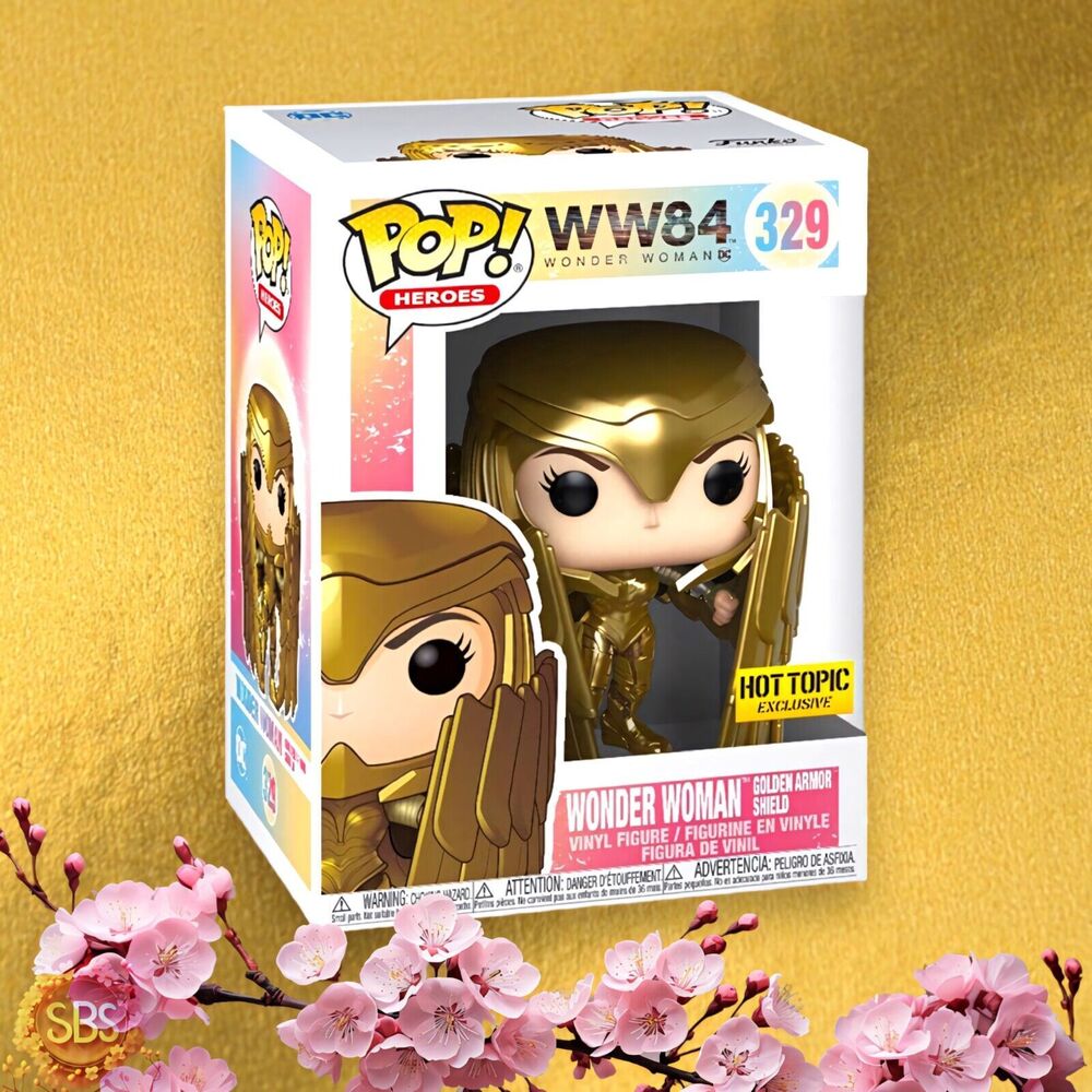 Funko POP! Heroes: Wonder Woman WW84 #329 Golden Armor Shield, Hot Topic Exclusi